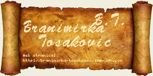 Branimirka Tošaković vizit kartica
